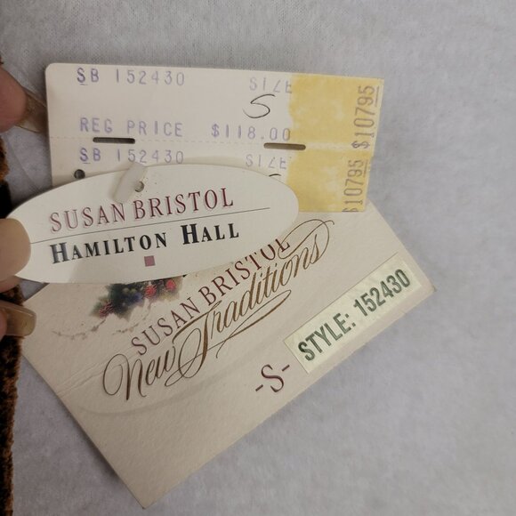 90s Susan Bristol Brocade Vest Small Ornate Orange Brown Woven Back Vintage New - Picture 6 of 11